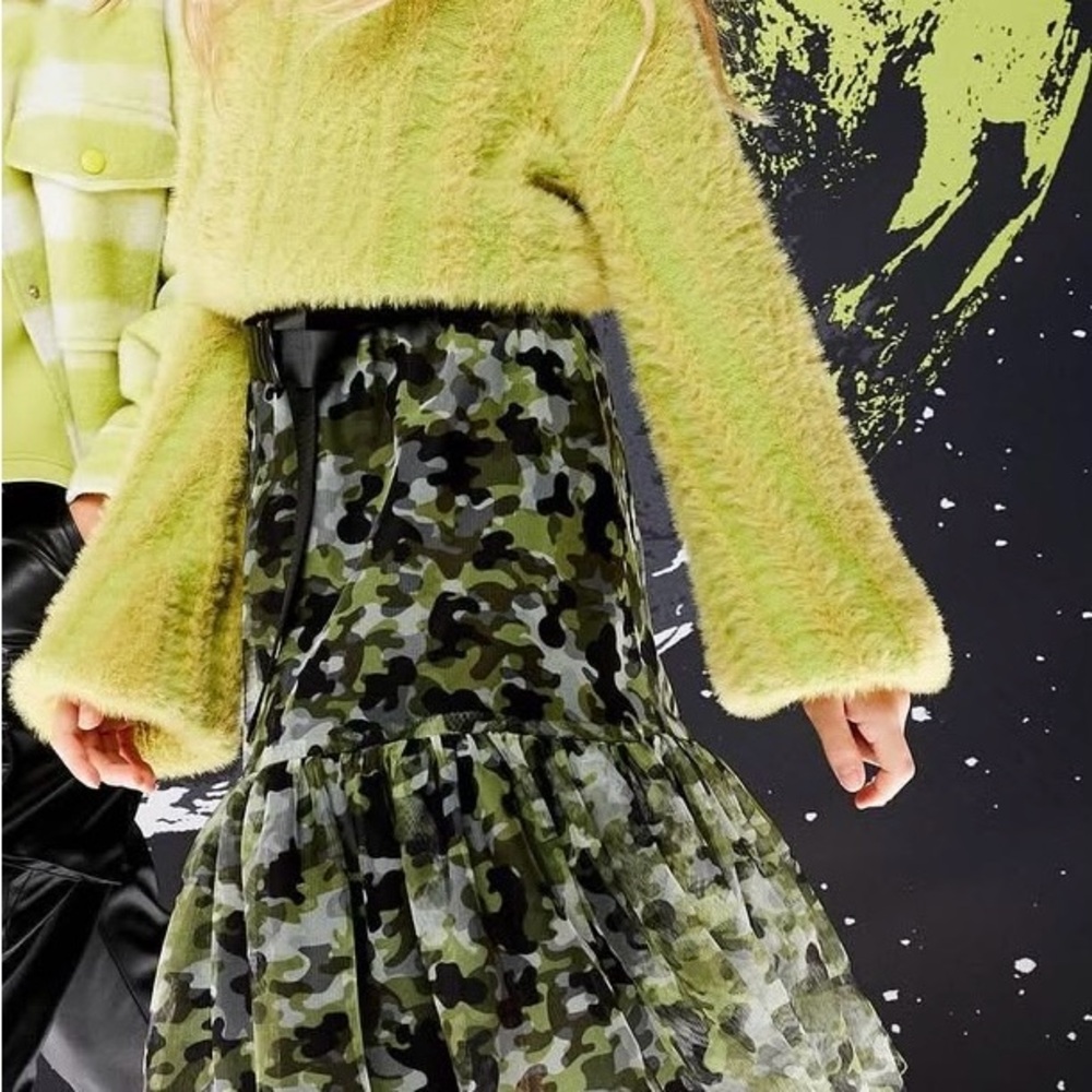 TWINSET Brand Milan Girls 10A Camouflage Tulle Skirt Fun Playful Ruffle Unique